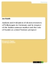 Cover of Jan Kubik: Analysis and evaluation of chosen resources of Volkswagen in Germany and in respect of the Indian minicar market and the role of Suzuki as a Joint Venture prospect