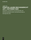 Cover of Adolf Lobe: Fünfzig Jahre Reichsgericht am 1. Oktober 1929