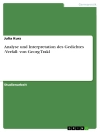 Cover of Julia Kurz: Analyse und Interpretation des Gedichtes -Verfall- von Georg Trakl